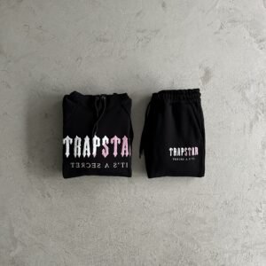 Chandal Trapstar largo negro y rosa